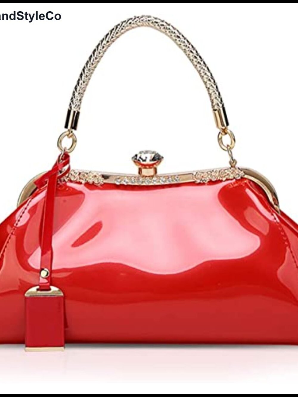Glossy Patent Leather Satchel Top Handle Crossbody Evening Bag